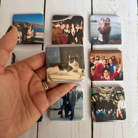 Square Photo Magnets set of 9 magnets 2x2” Hand Crafted